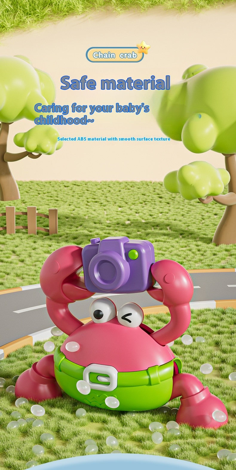 Children's Fun Crab Toys with Camera Toys Simulation Crab Crawling Baby Crawling Chain Toys Toddler Interactive Montessori Toys