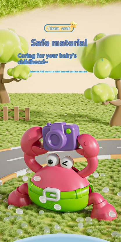 Children's Fun Crab Toys with Camera Toys Simulation Crab Crawling Baby Crawling Chain Toys Toddler Interactive Montessori Toys