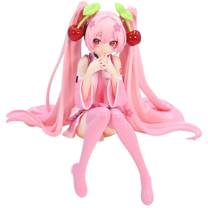 Boneca Anime Hatsune Miku em Vestido Rosa, action figure, brinquedo, PVC rosa cereja, decoração de cerejeira, presentes colecionáveis