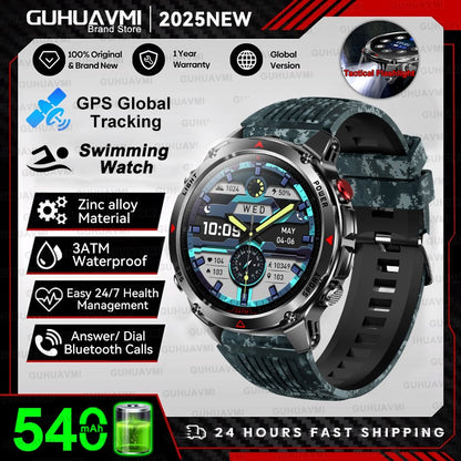 2025 Novo Smartwatch Profissional GPS Esportivo ao Ar Livre Corrida Rastreamento GPS Natação Bússola Altímetro 3ATM Pulseiras Esportivas Masculino