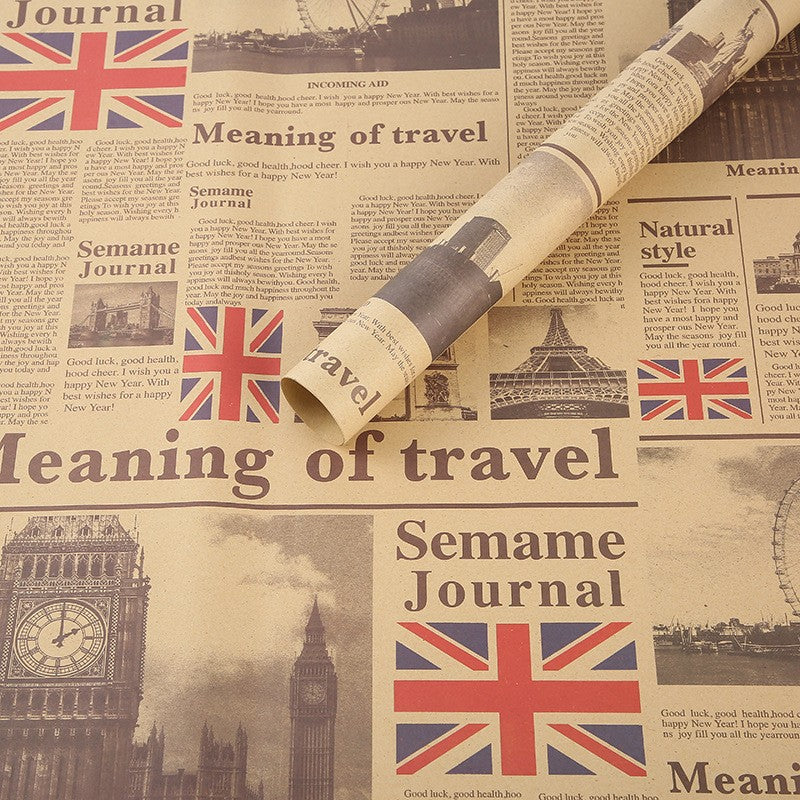 Fold Retro Kraft Gift Wrapping Paper Worldmap Christmas Gift Paper Newspaper Craft Valentine's Day Birthday Gift RegularPaper