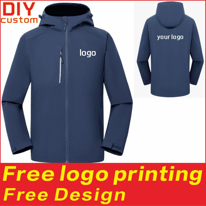 Casual jacket hooded jacket cardigan custom printable embroidered logo men's and women's outdoor windbreakers workwear