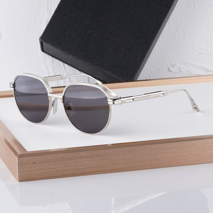 Óculos de Sol INS Gold Green de Luxo Masculino, Design de Marca, Oval, Liga, Alta Qualidade, Feminino, Pernas Duplas Especiais, Lentes Intercambiáveis, Proteção UV400