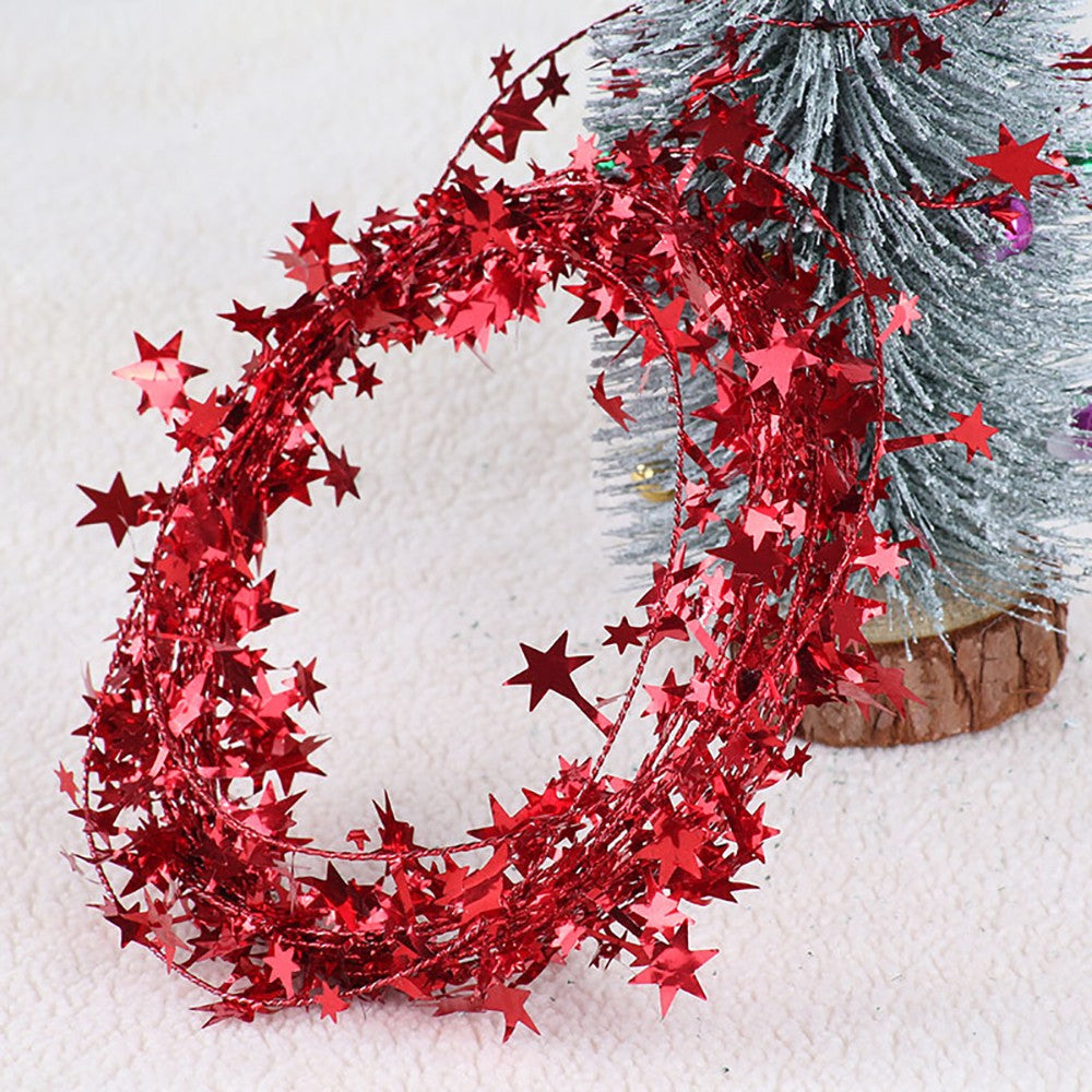 7.5m/8.2Yard Christmas Tree Decor Gold Silver Red Sparkly Star Wire Christmas Decorations Xmas Home Party Birthday Party Wedding