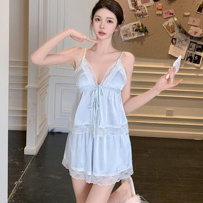 French-Style Strapless Nightgown for Women Summer Strapless Robe Two-Piece Set Summer Purely Sensual Beauty Straps with Padded C