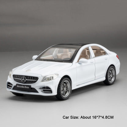 1:32 C260L E300L Carro de Brinquedo em Miniatura de Liga Fundida, 6 Portas Abertas, Luz e Som, Fricção, Pneus de Borracha, Veículo para Crianças de Presente