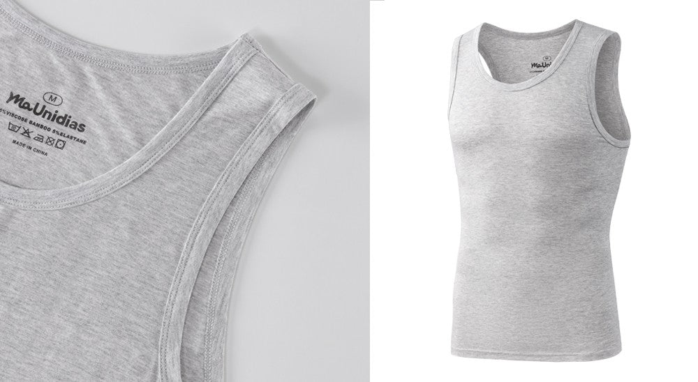 2Pcs/Pack Men's Tank Top Sleeveless Gym T-Shirt Man Vest Solid Color Compression Undershirts Men Tops High-Quality Bamboo Fiber