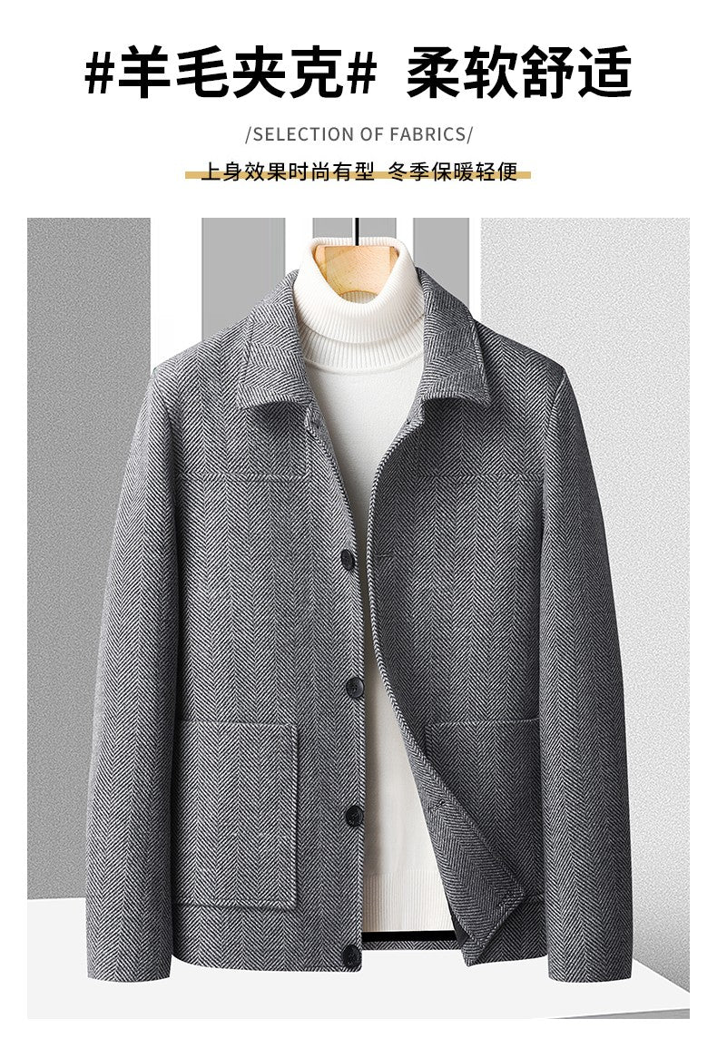 Autumn Winter Woolen Jacket for Men High-quality Casual Business Short Trends Coat Thickened and Warm Social Overcoat 2023