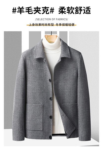 Autumn Winter Woolen Jacket for Men High-quality Casual Business Short Trends Coat Thickened and Warm Social Overcoat 2023