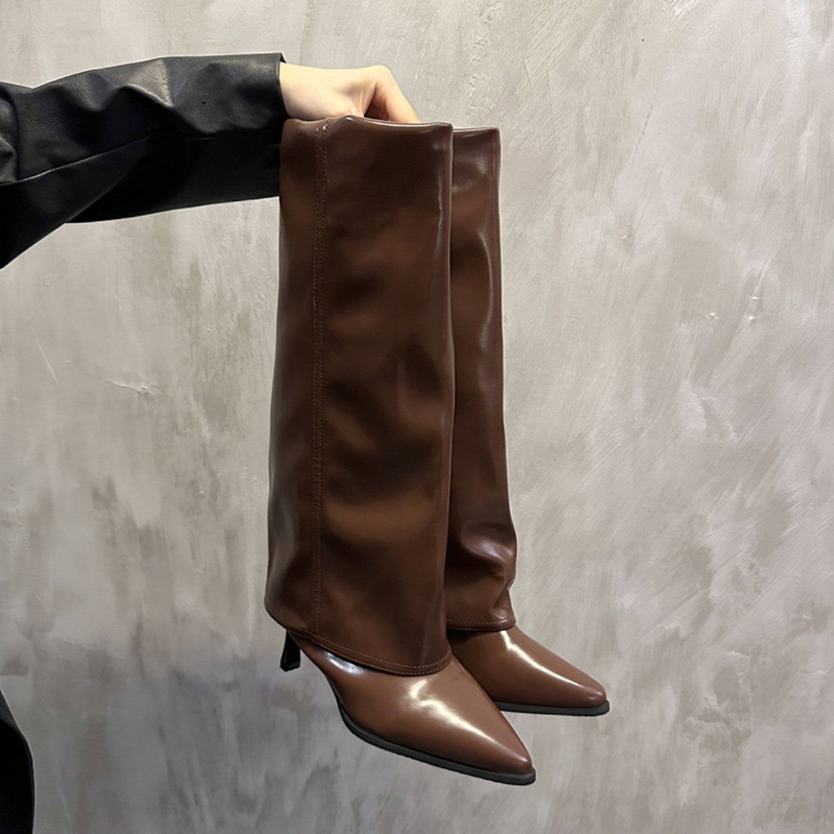 Women Chunky High Boots Pointed Toe Sexy Solid Color Design  Autumn and Winter New 2024 Trend Retro Fad Woman Boots Size 35-42