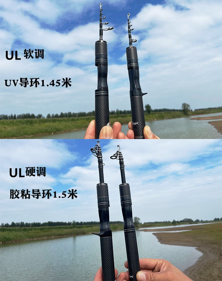 Vara de pesca curta portátil de micro haste de 28 cm, haste branca, com carretel de pesca telescópico ejetor, material de pesca