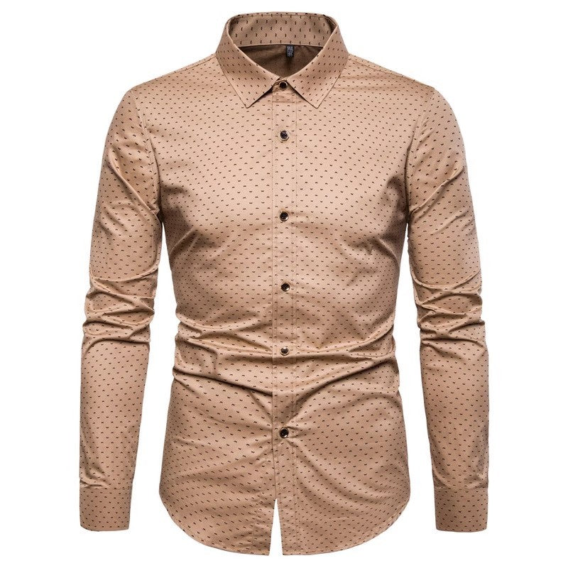 New Arrival 2025 Spring Men's Long Sleeve Shirts | Fashionable Single-Breasted Cotton Shirt in Blue Green Khaki Grey | Available