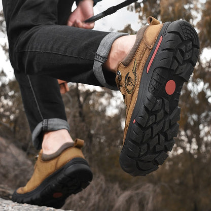 Sapatos Masculinos de Couro Genuíno para Camping, Caminhada, Tênis Esportivo Masculino, Sapatos Casuais de Viagem, Lazer, Caminhada, Escalada