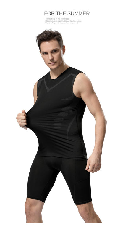 Compression Tank Top Men Gym Shirt Sleeveless Quick Dry Printing Sportswear Male Fitness Bodybuilding Vest Workout Muscle Top