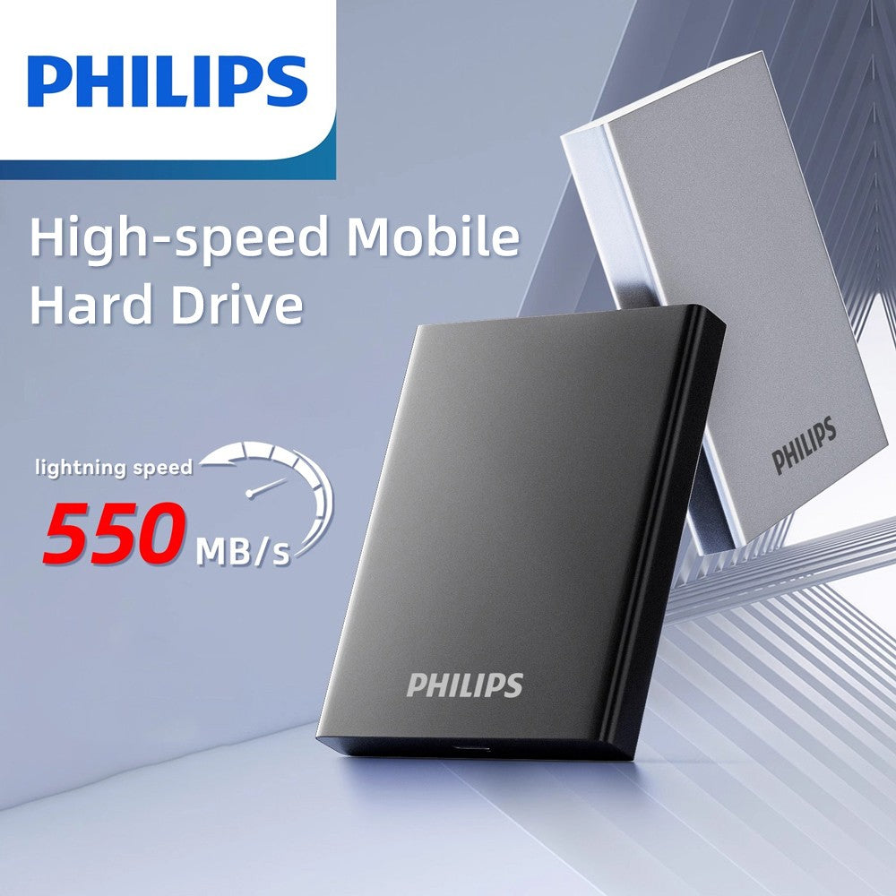 PHILIPS Portable SSD, 1TB External Solid State Drive, Speeds Up to 550MB/s, USB 3.2 Gen 2, Reliable Storage for Gaming, Students