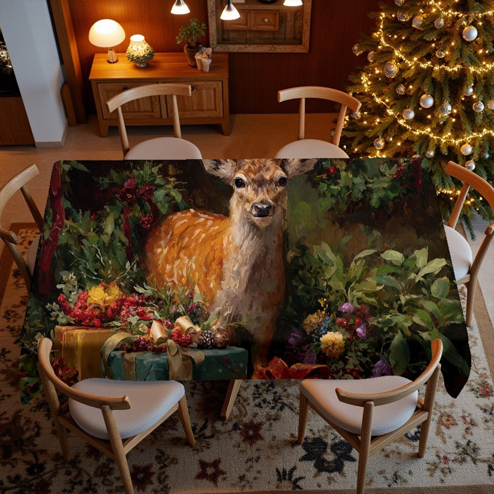 Festive Christmas Patterns Restaurant Kitchen Tablecloth Living Room Home Decoration Rectangular Party Decoration