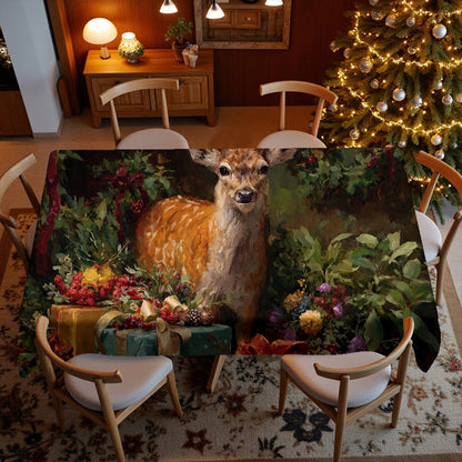 Festive Christmas Patterns Restaurant Kitchen Tablecloth Living Room Home Decoration Rectangular Party Decoration