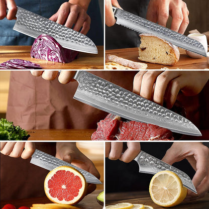 TURWHO 1-5 PEÇAS Facas Santoku Japonesas Facas de Chef Faca de Pão Aço Damasco de Alto Carbono 67 Camadas Conjunto de Facas Profissionais para Cozinha