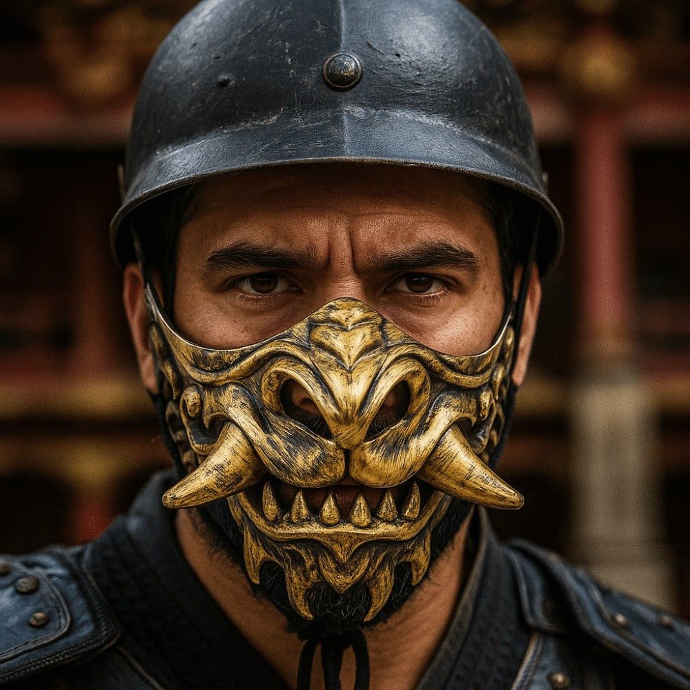 Creative Half Face Cosplay Red Prajna Mask Spooky Funny Samurai Cosplay Mask 3D Masquerade Japanese Mask Toy Children's Toys