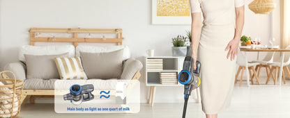 Fabuletta Cordless Vacuum Cleaner, 24Kpa Powerful Suction Stick Vacuum Cleaner With 250W Brushless Motor, LED Display