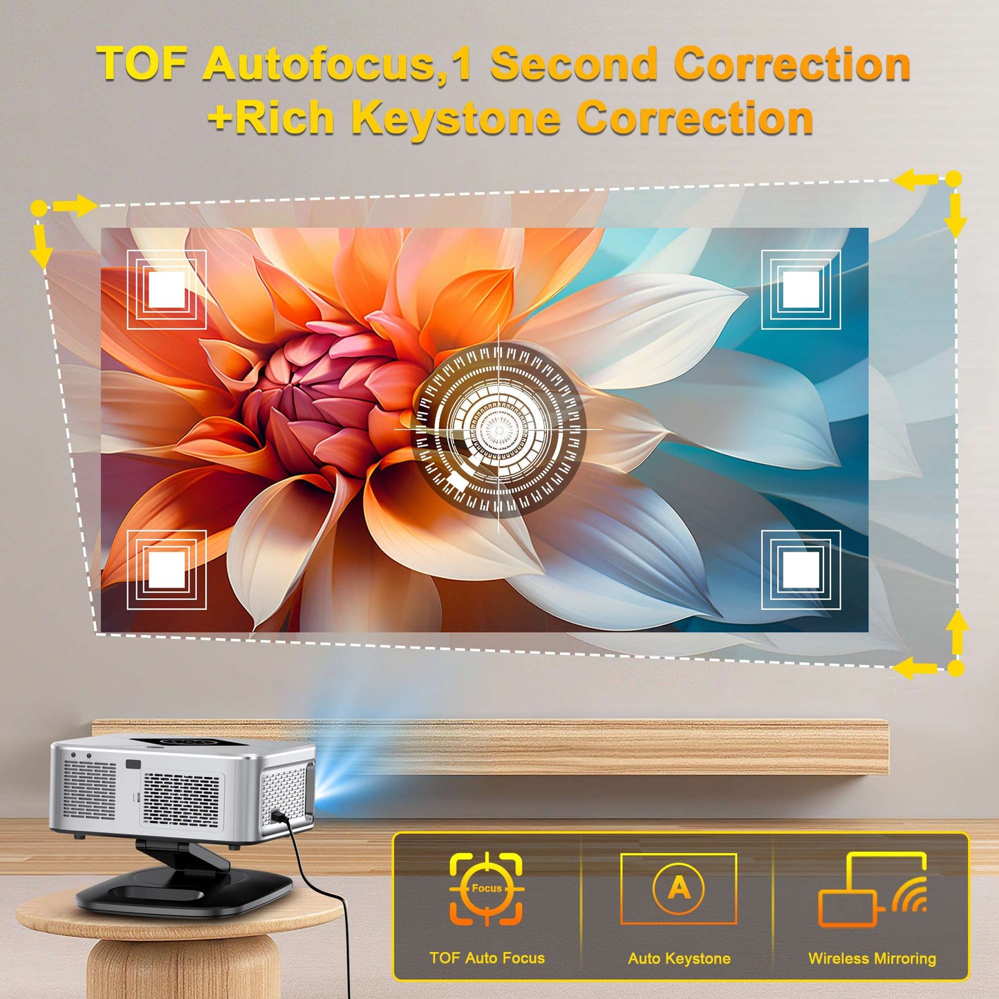 HORLAT 40000Lumens Android Projector Beamer 3D Cinema Full HD 1080P 4K Video Auto Focus Keystone Home Theater 5G WiFi Proyector