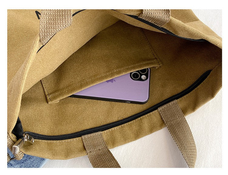 Japanese Canvas Men's and Women's Simple Cross-body Bag Wash Canvas Thick Handbag Large Capacity Arts Students Package Satchel