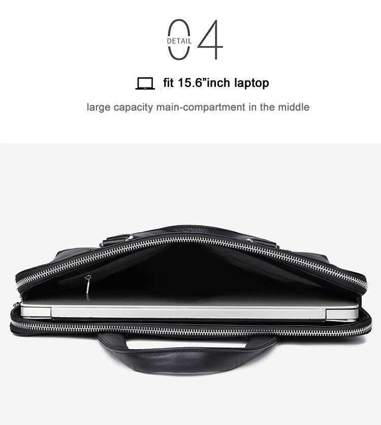 Luxury Genuine Leather Briefcase Men Leather Business Bag 15.6" Laptop Bag 14 Male Office Bag Document File Case Shoulder Bag