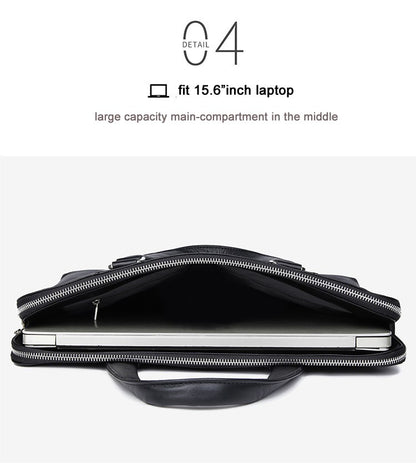 Luxury Genuine Leather Briefcase Men Leather Business Bag 15.6" Laptop Bag 14 Male Office Bag Document File Case Shoulder Bag