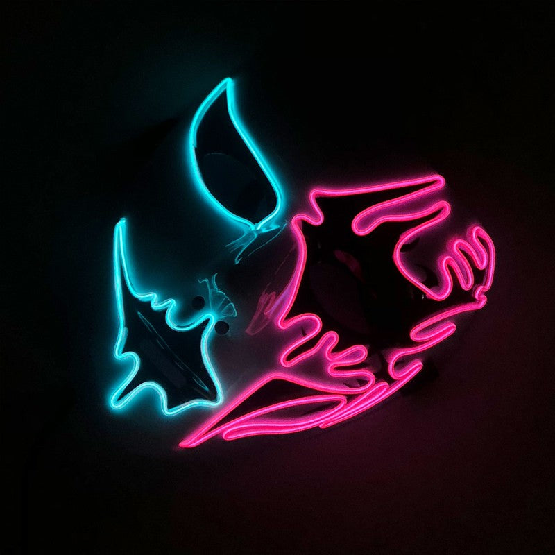 LED Hand-painted Mask Halloween Carnival Masquerade Cosplay Horror Accessory Men's Mask Weird Face Mask Glowing Mascara Disfraz