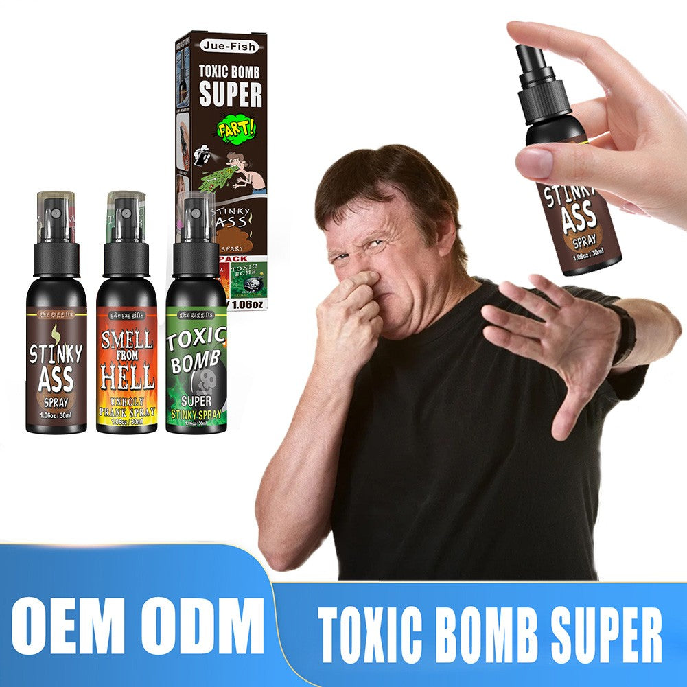 6 unidades-1 unid. 30ml Adereços de Halloween Spray Líquido de Peido Não Tóxico Bomba de Cheiro Fedorento Brinquedo de Pegadinha de Gás Malcheiroso Artigos de Festa de Brincadeira