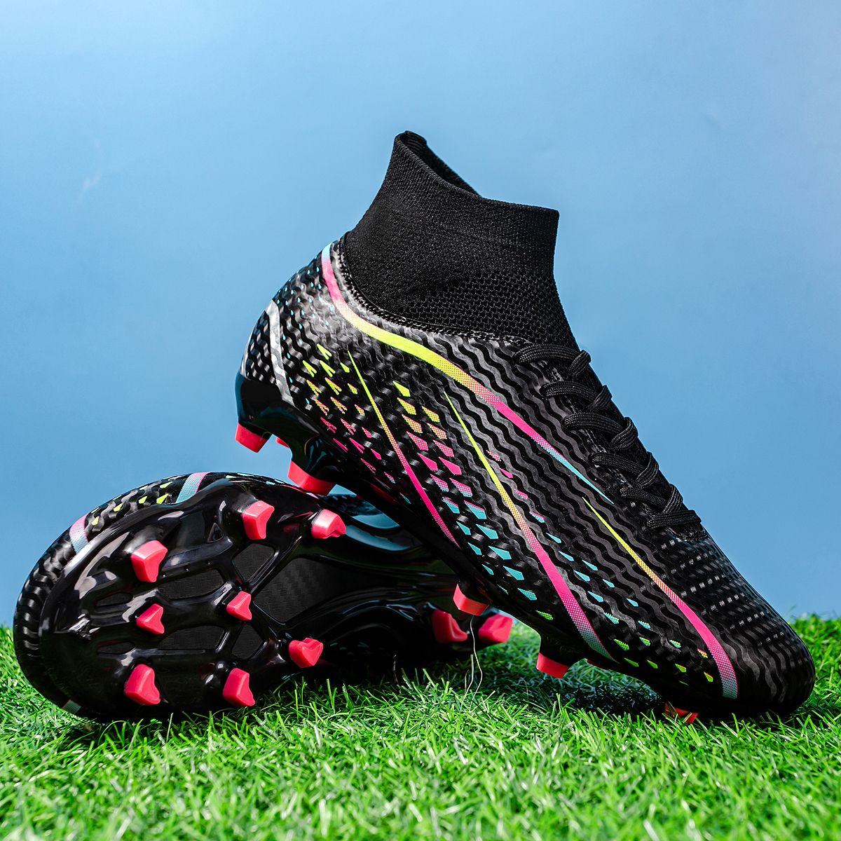 Unisex Soccer Cleats With FG Studs And TF Blades Options For Natural Grass Turf Indoor Superior Traction Anti Slip Grippy Soles