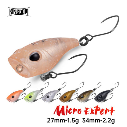 Isca Artificial Kingdom Micro Expert Topwater Popper 1.5g 2.2g 27mm 34mm Flutuante Rígida Wobblers Pesca Riacho Truta Baixo