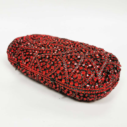 XIYUAN Women Burgundy Stones Evening Bags Crystal Clutch Wedding Party Rhinestone Handbags Bridal Floral Minaudiere Purses Green