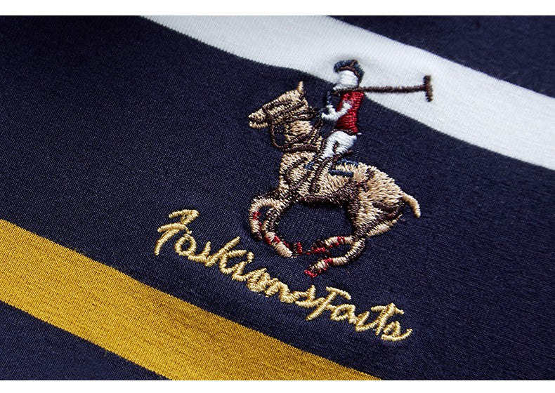 Men Business Long Sleeve Polo Shirt 2024 Spring New Fashion Stripe Embroidery Long Sleeve T-Shirt Cotton Casual Polo Shirts Men