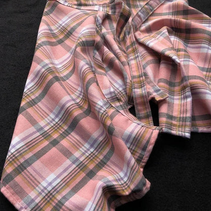 Casual Retro Irregular Women Plaid Skirt Bow-knot Elastic Waist Shirt Style Blue White Lattice Mini A-line Shortskirt