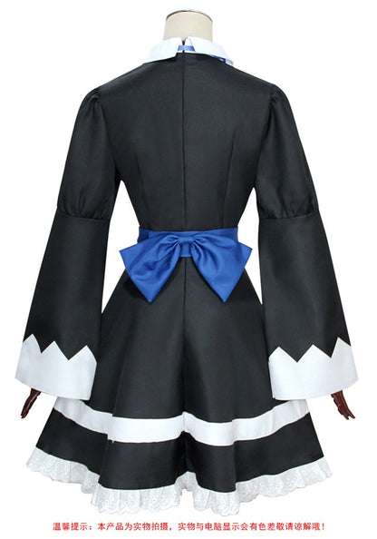 Anime Panty & Stocking with Garterbelt Younger Sister Anarchy Stocking Cosplay Costume Gothic Maid Lolita Dress Wig Long Socks