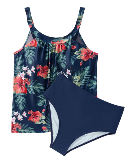 Women Tummy Control Tankini Bathing Suits High Waisted Padded Swimwear Plus Size Beachwear Swimsuit Bikini Sets Female