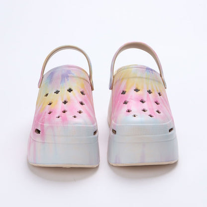 Leopard Thick Bottom Clogs for Women Closed Toe Chunky Platform Sandals Woman Summer 2023 Super High Wedge Heel Slippers Female