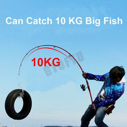 1.8M 2.1M  2.4M Portable 3-Piece Fishing Rod Travel Surf Saltwater Carbon Spinning Rod 30-50lb Boat Jigging Trolling Fishing Rod