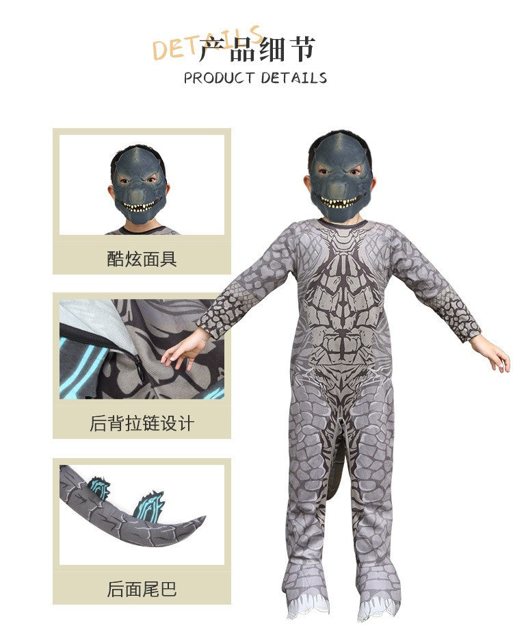 Monster Cosplay Animal Costume Dinosaur Halloween Bodysuit  Kid Boys Girl Funny Jumpsuit Carnival For Toddler Child Catsuit+Mask
