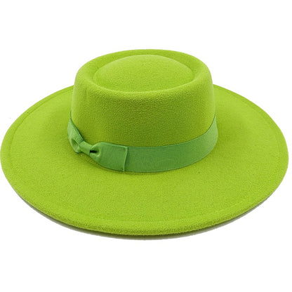 Chapéu Fedora unissex de inverno, superfície circular côncava e convexa, chapéu de jazz de feltro liso, elegante para homens e mulheres.