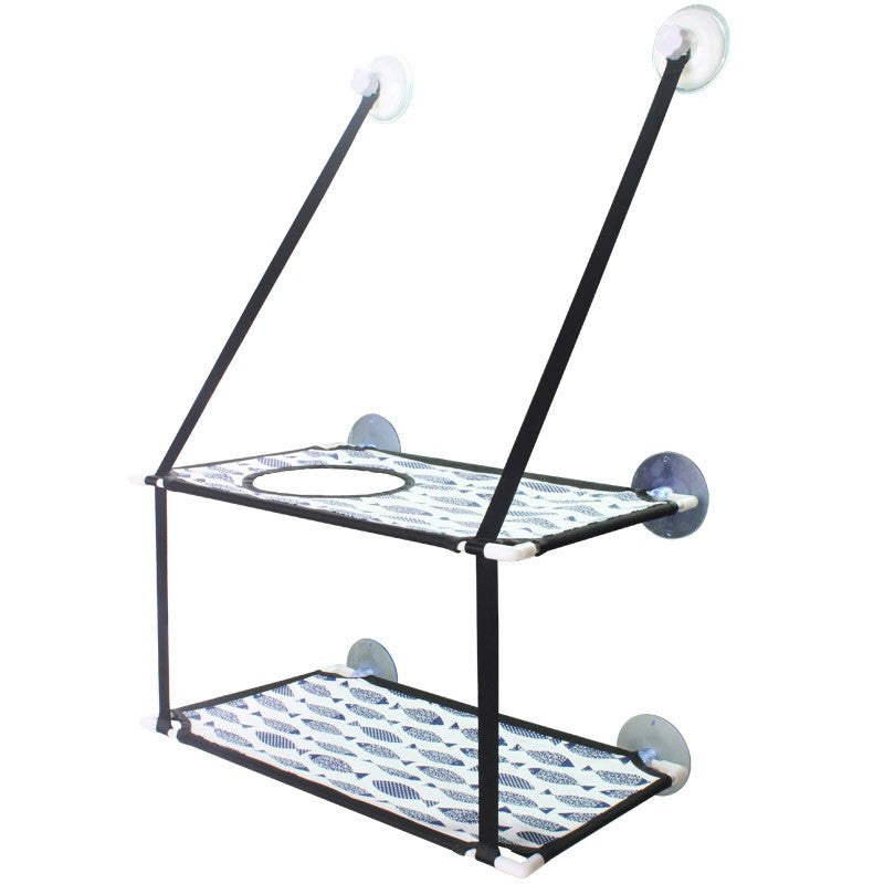 Rede de Gato para Janela Cama para Gatinho Cadeira de Sol Nicho Suspenso Sofá de Gato Túneis de Dois Andares Ventosa para Parede Cama Suspensa para Animais de Estimação de Inverno