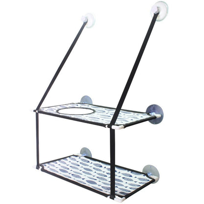 Rede de Gato para Janela Cama para Gatinho Cadeira de Sol Nicho Suspenso Sofá de Gato Túneis de Dois Andares Ventosa para Parede Cama Suspensa para Animais de Estimação de Inverno