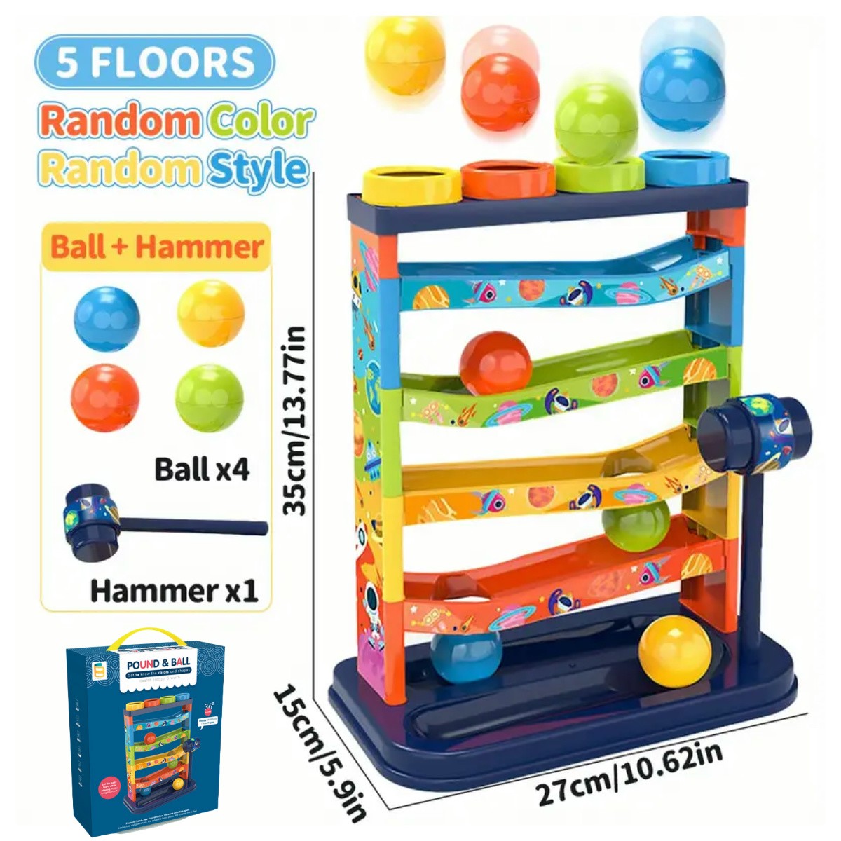 Brinquedo de Rampa Deslizante de Bolinhas de 5 Camadas Coloridas, Brinquedo Educacional de Batida, Brinquedo Montessori, Presente de Aniversário