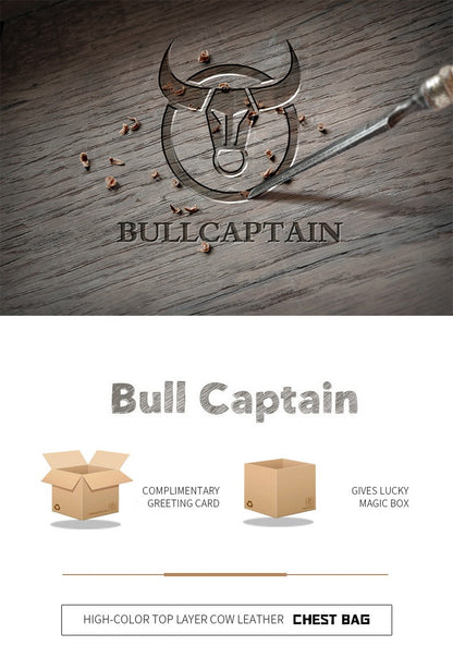 BULLCAPTAIN Bag Genuine Leather Chest Bag Men's Fashion Style Casual Straddle Bag Business Large Capacity Leather Men's Luggage