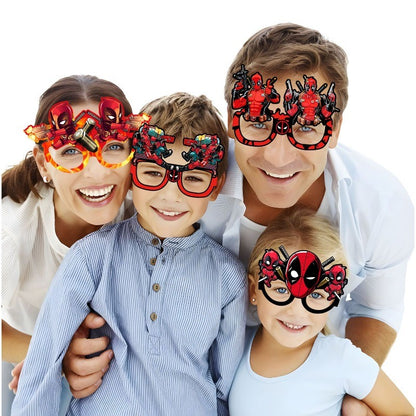 Marvel Comics Deadpool Kawaii cartoon pattern funny glasses set anime merchandise small gift
