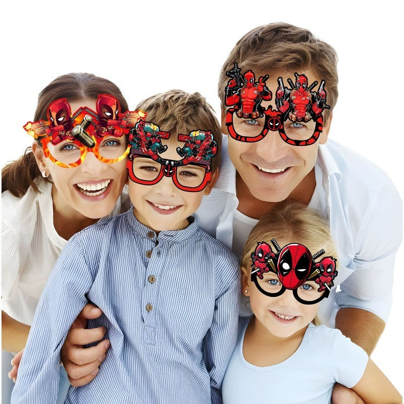 Marvel Comics Deadpool Kawaii cartoon pattern funny glasses set anime merchandise small gift