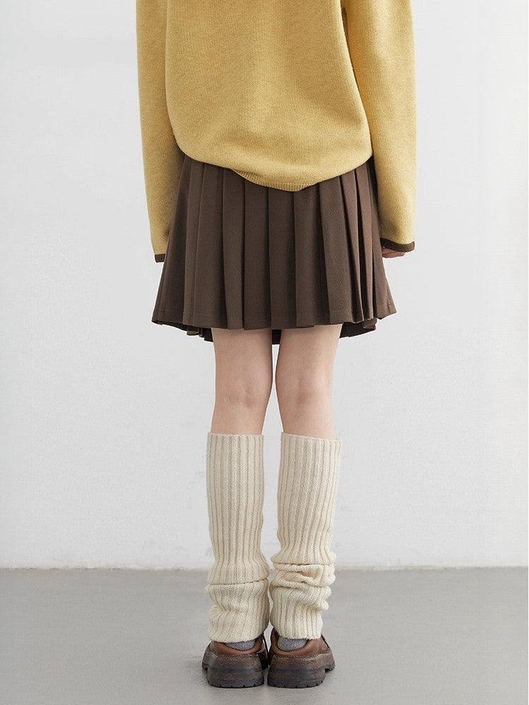 CHIC VEN Women Pleated Skirt High Waist Casual Preppy Style A-line Thick Mini Skirt for Girl Autumn Winter 2025 Ladies Clothing