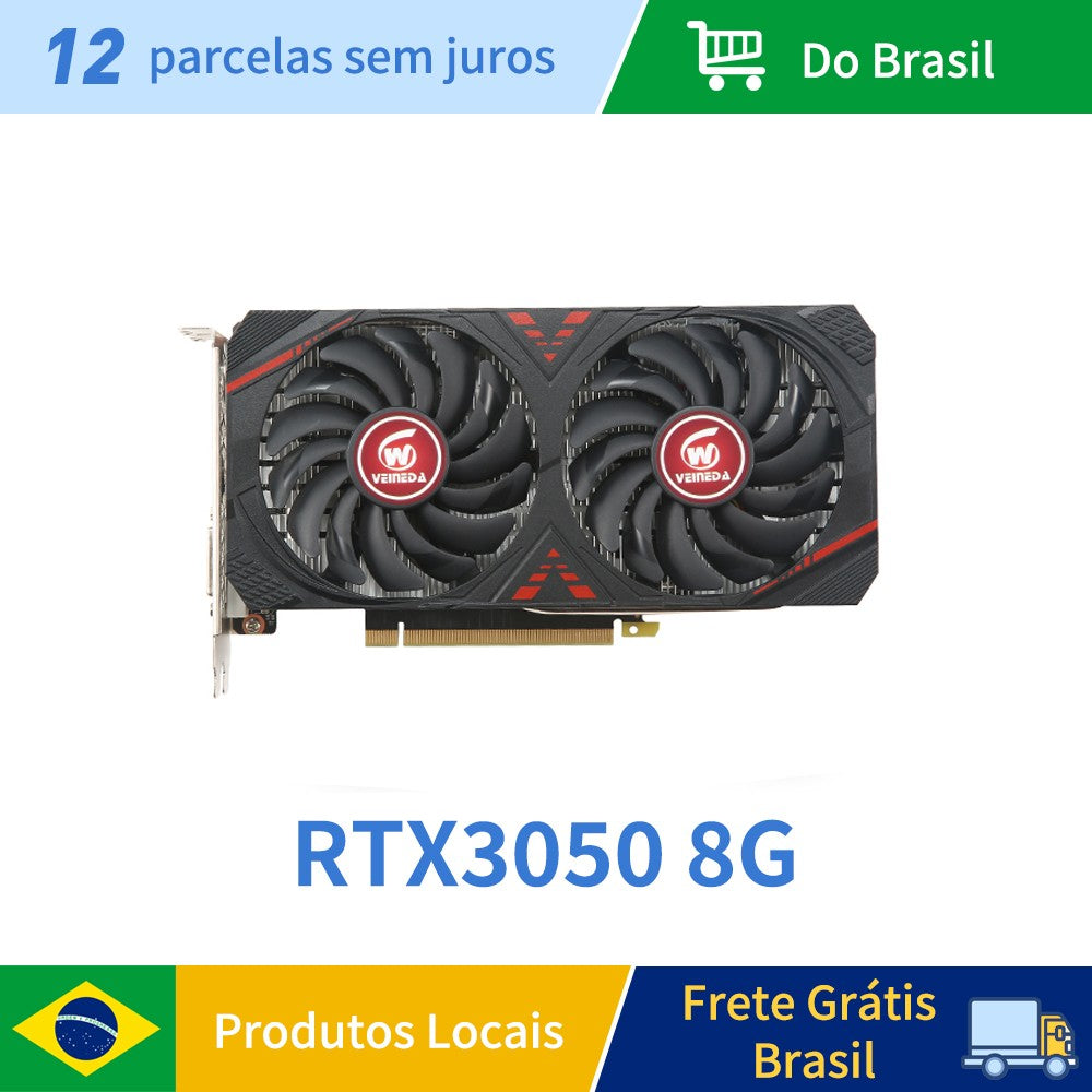 Placa de Vídeo VEINEDA RTX3050 8GB GDDR6 128bit para Computador RTX 3050 8GB Gaming PC rtx 3070 DP*HDMI -compatível