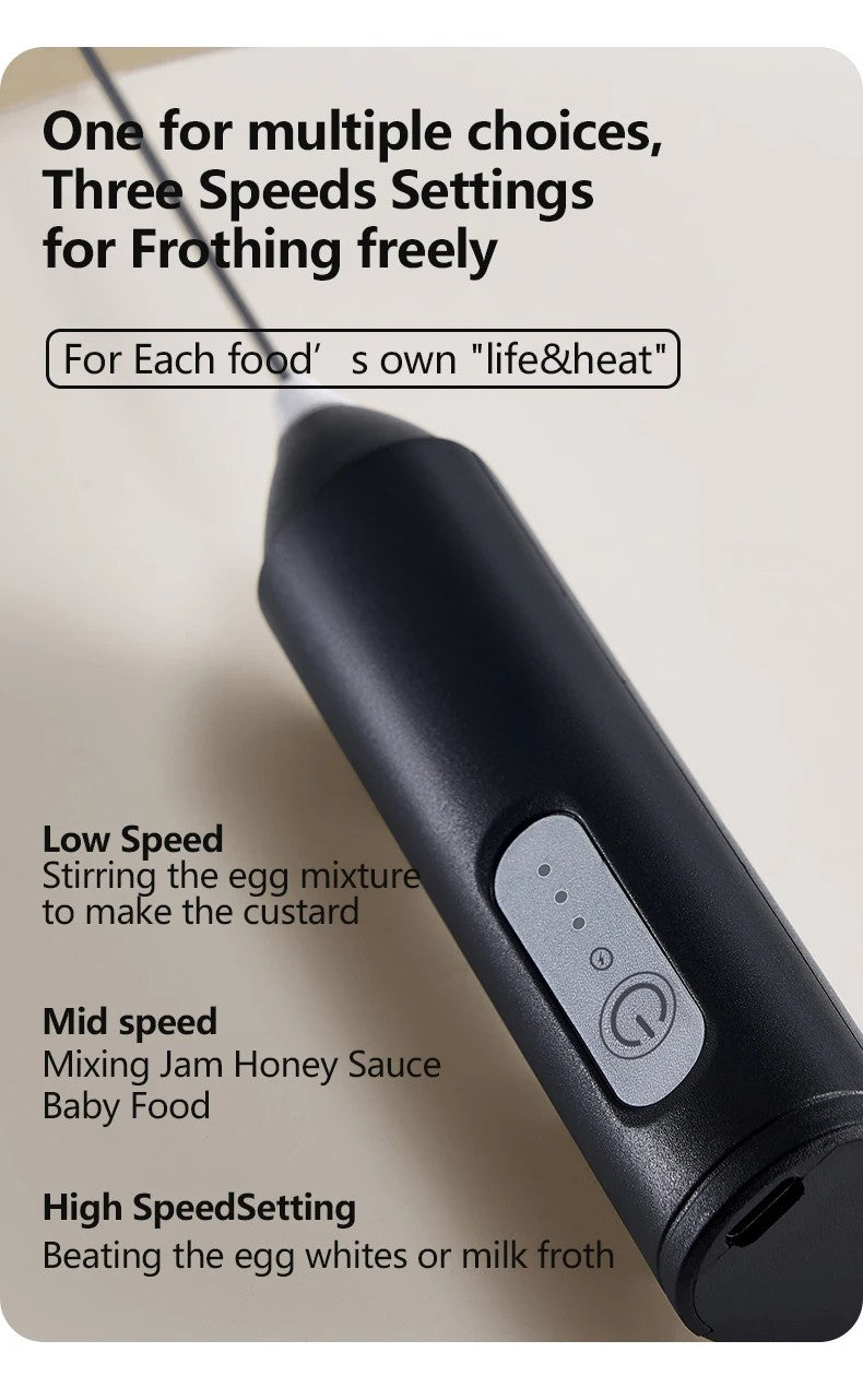 Electric milk frother, 3-speed coffee machine, handheld egg beater, household kitchen tool, food ingredient mixer